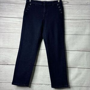 Tommy Hilfiger Nautical‎ Pants Dark Denim Stretch Cropped Sailor Buttons size 6